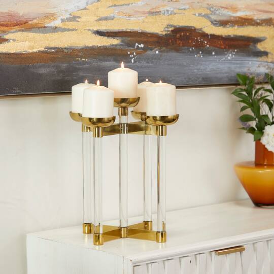 14" Gold Contemporary Candleholder